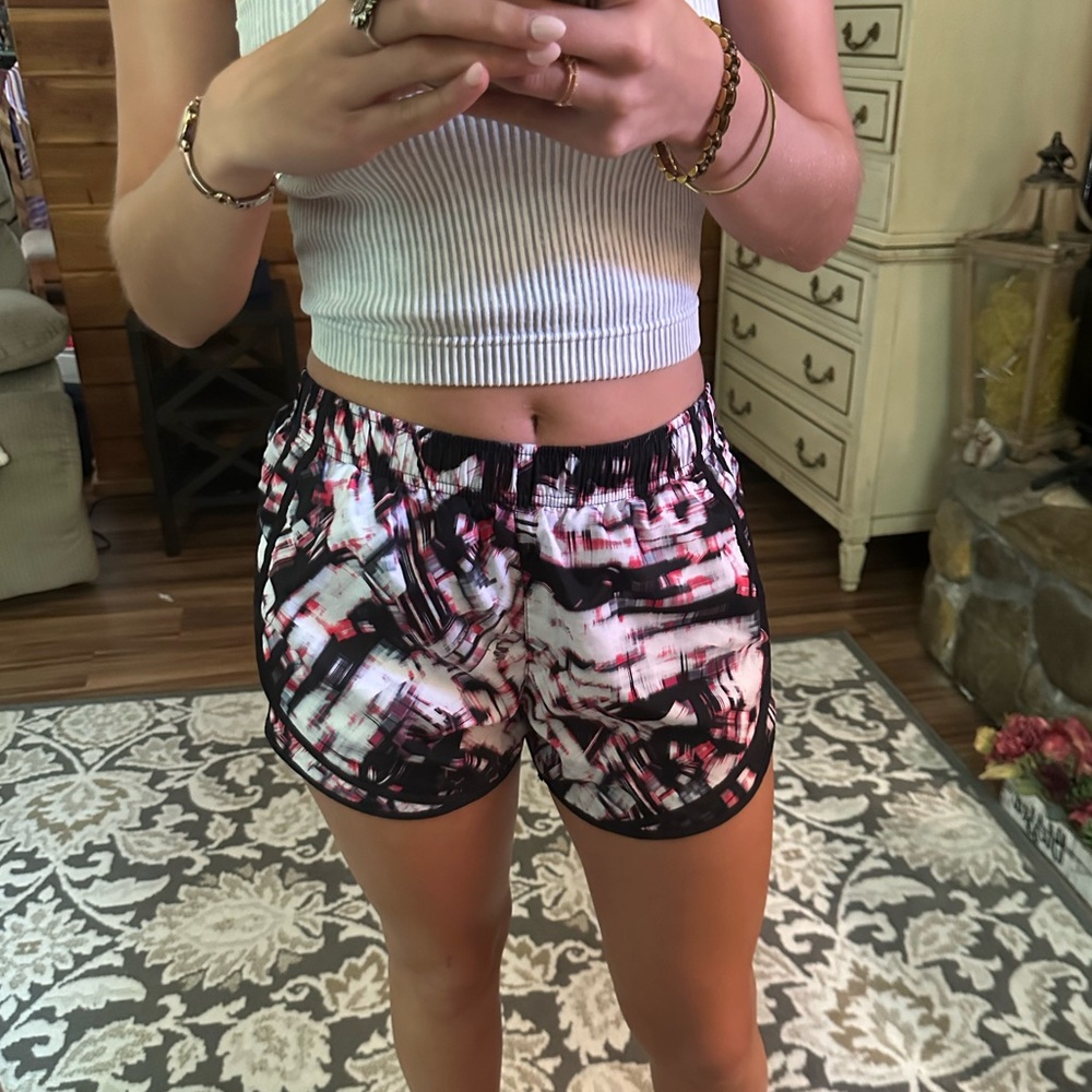Calvin Klein Black and Pink Athletic Shorts with Tie-Dye Design